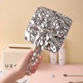 Specchio a mano argento portatile con moderna trama a onde d'acqua elegante - Oversize