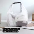 Large white mesh storage bag with buckle handle for travel and beach use - Large (35x15.5x27.5cm) / White