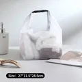 Small white mesh travel toiletry bag with buckle handle for organizer, 27x11.5x24.5cm - Small (27x11.5x24.5cm) / White