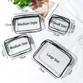 Maße für das transparente PVC Kosmetiktaschen Set in den Größen Klein bis Groß. - Mini / 30 Seide (15x10.5x7cm) / Schwarz