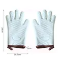 Hitzebeständige Silikon-Ofenhandschuhe in Hellblau mit Herzstruktur und Maßen - Einzelstück / Grün (Fünf-Finger)