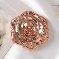 Élégant miroir de poche portable en or rose galvanisé avec un design en forme de fleur - Or
