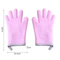 Langlebige rosa hitzebeständige Silikon-Ofenhandschuhe mit detaillierten Größenangaben. - Einzelstück / Rosa (Fünf-Finger)
