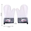 Paar dicke hitzebeständige Silikon-Ofenhandschuhe mit Bärenmuster und Maßangaben - Einzelstück / Weiß (Zwei-Finger)