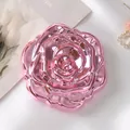 Miroir de maquillage portable rose galvanisé en forme de rose, pliable et double face - Rose