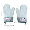 Hitzebeständige Silikon-Ofenhandschuhe mit süßem Bären-Design in Minzgrün Farbe - Einzelstück / Grün (Zwei-Finger)