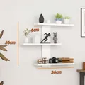 Modern white 3-tier wall mounted floating shelf for blind box and figurine display - Triple Layer / 36cmx26cmx6cm / White