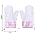 Gants de four en silicone résistants à la chaleur avec revers à carreaux roses, 28,5x17cm - Pièce Unique / Rose (Deux Doigts)