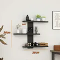 Modern 3-tier black wall-mounted display shelf for blind box figurines and small plants - Triple Layer / 36cmx26cmx6cm / Black