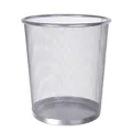 Langlebiger runder Mülleimer aus silbernem Metallgeflecht für Büro und Badezimmer - Round Silver (Small) / 9L / Silber