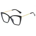Retro-Cat-Eye-Brille in Schwarz mit goldenen Metallbügeln und Blaulichtfilter - Schwarz-Goldener Rahmen