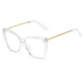 Elegantes transparentes Katzenaugen-Brillengestell mit goldfarbenen Metallbügeln. - Transparent Gold Rahmen