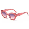 Trendy pink jelly cat-eye sunglasses for women with stylish purple gradient lenses - C4 Pink/Blue Pink