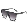 Oversized flat top sunglasses with a bold black frame and gradient grey lenses - C1 Black Frame Gradient Grey