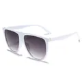 Fashionable white oversized semi-oval sunglasses with gradient lenses for unisex - C3 White Frame Gradient Grey