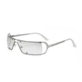 Lunettes de soleil futuristes Y2K sans monture en métal argenté style cyberpunk pour femmes - Style Rétro Métal sans Monture (KF3207) / Monture Argentée Verres Miroir