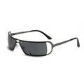 Lunettes de soleil Y2K cyberpunk avec monture en métal et verres sans bord gris - Style Rétro Métal sans Monture (KF3207) / Monture Gunmetal Verre Gris Noir