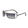 Lunettes de soleil Y2K sans monture en métal avec verres dégradés style cyberpunk - Style Rétro Métal sans Monture (KF3207) / Monture Gunmetal Verres Gris Dégradé