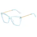 Elegante blaue Katzenaugen-Brille mit Blaulichtfilter und goldenen Metallbügeln - Transparent Blau Gold