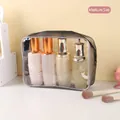 Mittelgroße graue durchsichtige PVC-Kulturtasche mit Reißverschluss für Kosmetika - Verdickte 20 Seide (19.5x13x6cm) / Schwarz (Mittel)