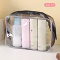 Große transparente PVC-Kulturtasche für Kosmetik und Reiseutensilien - Thickened 20 Silk (22.5x16x6.5cm) / Schwarz (Groß)