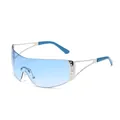 Lunettes de soleil Y2K sans monture bleu clair avec strass argentés et look futuriste - C2 Argent/Bleu