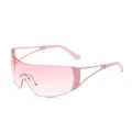 Lunettes de soleil futuristes roses sans monture avec strass étincelants et style Y2K. - C3 Rose/Dégradé Rose