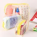 Dreiteiliges Set gelber transparenter PVC-Kulturbeutel für die Aufbewahrung auf Reisen - Kleines Gelb