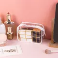 Transparente PVC-Kosmetiktasche mit weißem Reißverschluss für Make-up-Aufbewahrung - Kleines Weiß