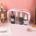 Transparente PVC-Kulturbeutel für Kosmetik und Hautpflege auf Reisen mit Reißverschluss - Mittel Weiß