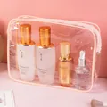 Transparente rosa PVC-Kulturtasche für Make-up und Hautpflege auf Reisen und Organisation - Großes Rosa