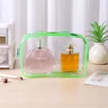 Professionelle transparente PVC-Kosmetiktasche mit neongrünem Reißverschluss für Reisen - M Grün