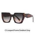 Gafas de sol de diseño de lujo con montura de leopardo y lentes grises degradadas - Estilo C3 (BZ3401) / Estampado de leopardo