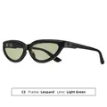 Lunettes de soleil œil-de-chat vintage pour femmes avec monture léopard et verres verts - Monture Léopard Verres Vert Clair