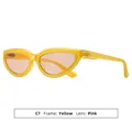Élégantes lunettes de soleil œil de chat vintage avec monture jaune et verres roses - Monture Jaune Transparent Verres Roses