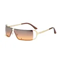 Lunettes de soleil futuristes Y2K sans monture avec verres dégradés marron - Style Rétro Métal sans Monture (KF3207) / Monture Dorée Verres Gris Orange