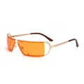 Lunettes de soleil Y2K sans monture en métal avec des verres teintés orange vif - Style Rétro Métal sans Monture (KF3207) / Monture Dorée Verres Orange