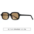 Vierkante zonnebril met glanzend zwart frame en thee lenzen, UV-bescherming - Zwart Frame Thee Lenzen (C2)