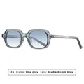 Stylish small frame sunglasses with blue grey gradient lenses for UV protection - Blue Grey Frame Gradient Grey Lens (C6)
