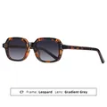 Retro leopard print square frame sunglasses with gradient grey lenses for men and women - Leopard Frame Gradient Grey Lens (C7)
