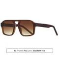 Gafas de sol retro de doble puente con montura de té y lentes degradadas de té - Montura Marrón Degradado Marrón