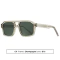 Gafas de sol retro cuadradas de doble puente con montura champagne y lentes G15 de moda - Montura Champaña Lente G15