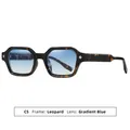 Vintage zonnebril met luipaardprint en stijlvolle blauwe gradiëntglazen voor buiten - C5 Luipaard Frame Verloop Blauwe Lenzen