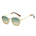 Lunettes de soleil carrées en métal doré avec verres dégradés ambrés à la mode - C2 Monture Or Verre Vert Brun