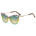 Lunettes de soleil œil de chat avec monture à motifs, branches dorées et verres dégradés - Monture Vert Léopard Verres Thé Vert