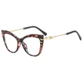 Lunettes yeux de chat tendance avec monture écaille colorée et branches en métal doré. - Monture Écaille Verres Transparents