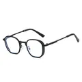 Lunettes tendance à monture carrée en métal noir avec verres transparents - C6 Monture Noire Verre Clair