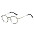 Lunettes de soleil carrées à monture métallique argentée pour un look rétro chic - C8 Monture Argent Verre Transparent