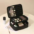 Large capacity black Oxford cloth travel makeup organizer with double-layer design - Double Tier / 23x17x11cm / Rum Black