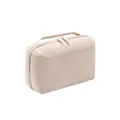 Minimalist recycled polyester travel organizer bag with handle and double zipper - Beige Recycled Digital Bag / Beige
